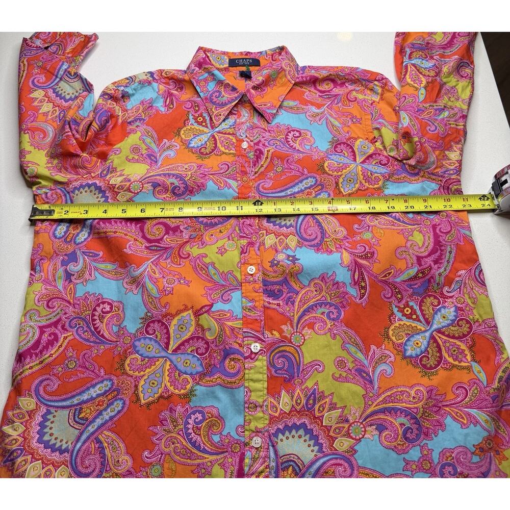 Chaps Ralph Lauren Pink Paisley Floral Button Up Top Size XL - Picture 5 of 7